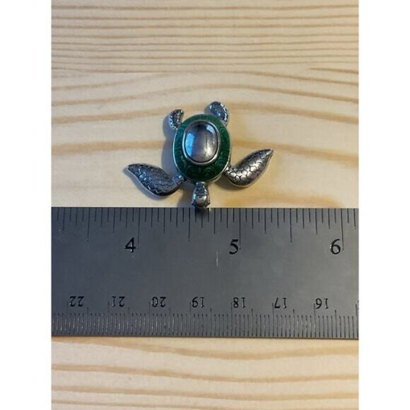 Ganz Good Luck Sea Turtle Pocket Charm Silver & Green Metal Charm - Picture 5 of 5